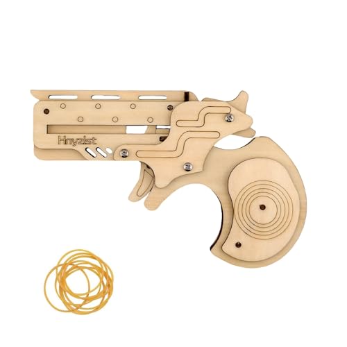 Adult 3D Wooden Puzzle 4-Shot Rubber Band Gun - Handgun Model - style: Semi-Circular Pistol