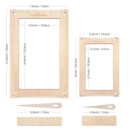 HAND U JOURNEY Medium Rectangle Weaving Loom Kit, 2 Sizes with Tools - size: 7.9''x11.8'' &5.3''x7.8''