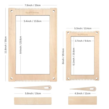 HAND U JOURNEY Medium Rectangle Weaving Loom Kit, 2 Sizes with Tools - size: 7.9''x11.8'' &5.3''x7.8''