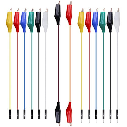 Alligator Clip Test Leads Jumpers - Gator to Male and Female Jumper Wires for Power Supply,LED Strips, Multimeters, Arduino Raspberry Pi（14pcs 13.78 "/35cm） - size: 14pcs Alligator Clip Test Lead