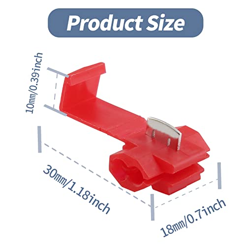 60 Pcs Quick Splice Wire Connector, 22-18 AWG, Red - size: 22-18 AWG