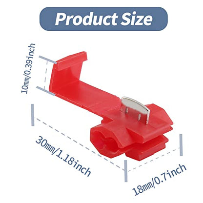 60 Pcs Solderless Quick Splice Snap Wire Connectors, 22-18 AWG Pressed Insulated Electrical Splice Wire Connectors (Red) (Pack of 3) - size: 22-18 AWG (Pack of 3)