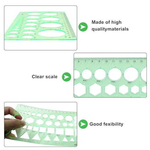Circle Template, Clear Green Plastic, Style1, 2 PCS - style: Style1,2Pcs