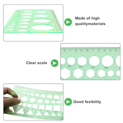 Circle Template, Clear Green Plastic, Style1, 2 PCS - style: Style1,2Pcs