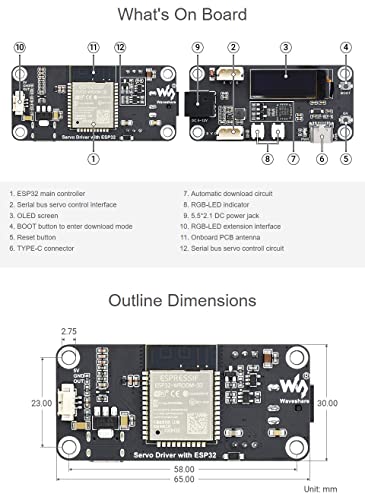 Waveshare ESP32 Servo Driver Expansion Board Built-in WiFi Dedicated Driver Board Designed for Serial Bus Servos