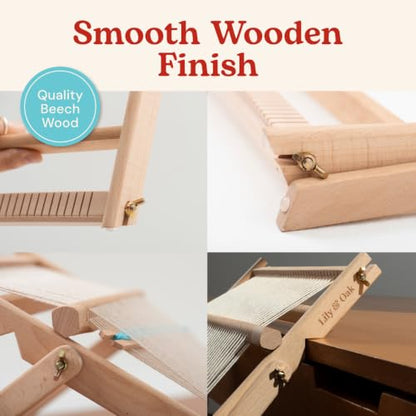 Lily & Oak Weaving Loom for Adults & Kids - Weaving Loom Kit | Beginner-Friendly Table Loom & Lap Loom with Yarn, Tools & Instructions | Wooden Loom for Multicraft Projects (19.6 x 15.8 inches) - size: Large