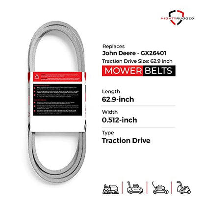 GX26401 John Deere Traction Drive Belt Replacement - Heavy-Duty, Durable, Aramid Cord Mower Traction Drive Belt for Z200 and Z300 Series Mower - Z335E - size: 62.9" x 1/2"