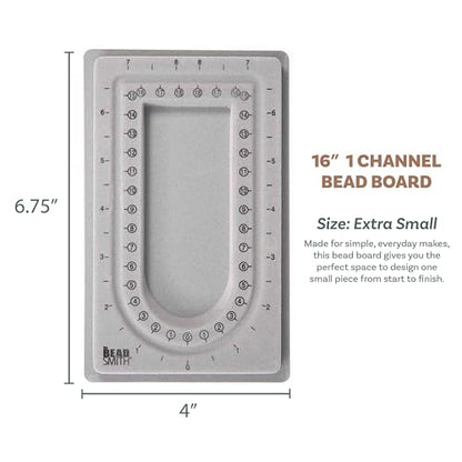 The Beadsmith Mini Bead Board, Grey Flocked - size: 16" - 1 Channel