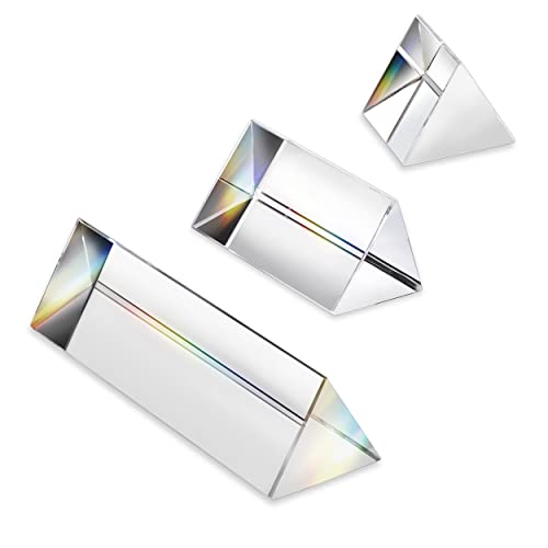 3pc Equilateral Crystal Prisms Set -1",2" & 4" Crystal Triangular Prism