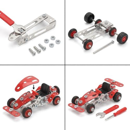 Ferthor Fun Racing Car STEM Toy Sets for Boys Ages 8-12, Metal Building Kit,STEM Building Toys for Boys Age 8-12,Roadster Red Vehicle Car Model for Kids 8 9 10 11 12-16 Years Old（265PCS）
