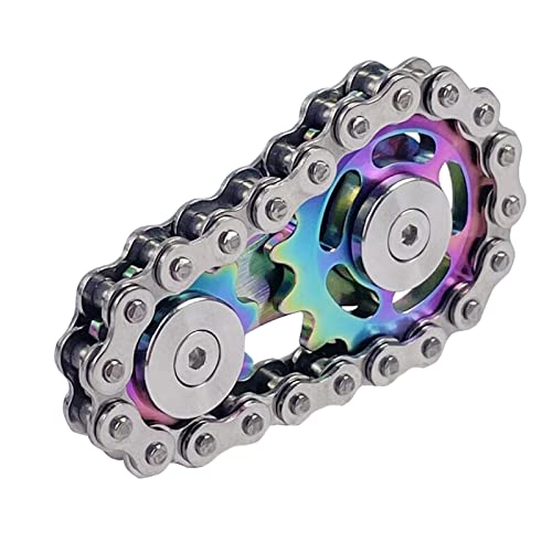 Bike Chain Gear Fidget Spinner Metal Sprocket Chain Fidget Toy, Colorful - color: Colorful Plating Sprockets