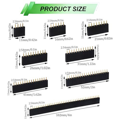 104PCS 2.54mm Male and Female Pin Header Connector Assortment Kit - size: 104pcs-Female Pin Header Connector