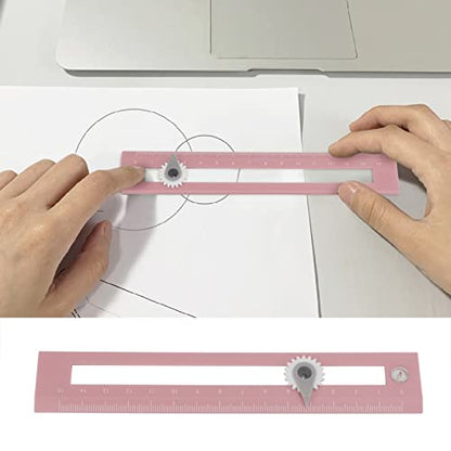 Drawing Compass Ruler, 2 in 1 Straightedge Learning Tool with Adjustable Compass Point for Home School Classroom Office Supplies (Pink) - color: Pink