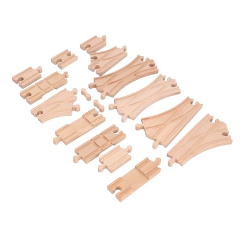 BROLEO Kids Wooden Track Expansion Pack Assembly Kit, Educational Toddler Wooden Train Track Building Toy for Skill Development