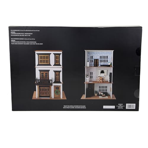 Make Market DIY Miniature Townhome Kit, 1:12 Scale Unfinished Plywood House, Natural, 30" Height, 21-Piece Set
