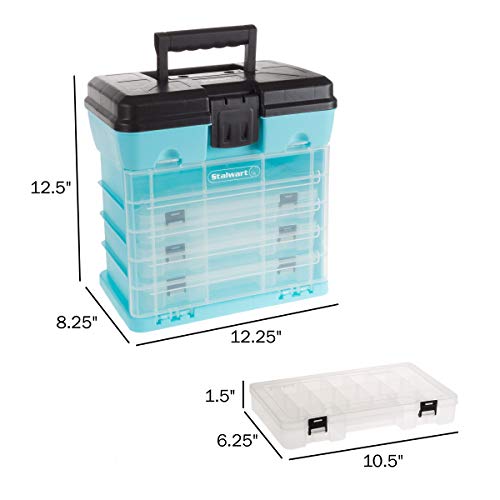 Stalwart Small Parts Organizer Box, Light Blue, 10-Inch - color: Blue