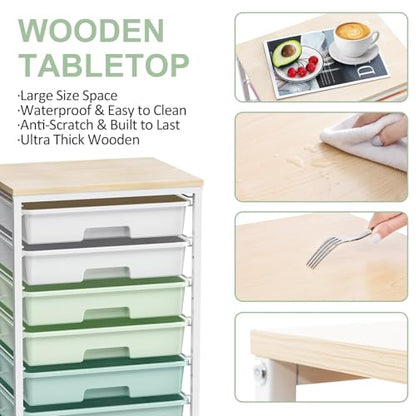 SYKIARIOL Rolling Cart with Drawers,Craft Organizers and Storage, Green - color: Green