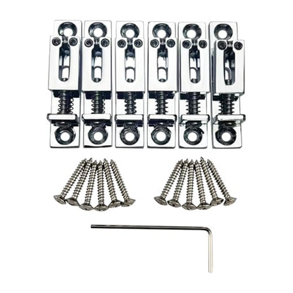 Pack of 6 10.5mm Single String Guitar Bridge Zinc Alloy Individual Fixed Hardtail Bridge for 6 String Electric Guitar Replacement Parts Chrome - color: Chrome