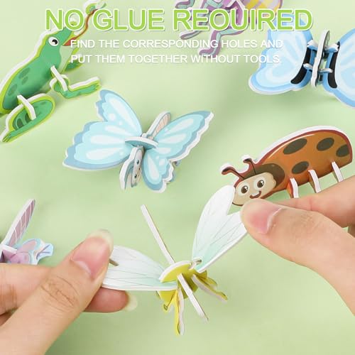 LOMIMOS Educational 3D Cartoon Puzzle,3D Cartoon Jigsaw Creative Learning Model for for Boys & Girls Art DIY Craft Gift Decor (Insect) - style: insect