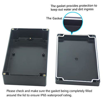 Junction Box, Zulkit Project Box IP65 Waterproof Outdoor Box ABS Plastic Electrical Boxes Electronic Enclosure Black 7.9 x 4.7 x 2.2 inch(200 x 120 x 56 mm)(Pack of 1) - size: 7.9" x 4.7" x 2.2"(Pack of 1)