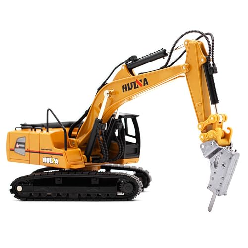 Large Drill Excavator Construction Vehicle Toys Heavy Duty Alloy Hydraulic Hammer Truck, 1:60 Scale Diecast Site Drill Digger Toy Truck for Kids 8,9,10,11,12 Year Old and up - color: Drill Excavator-1811-1/60