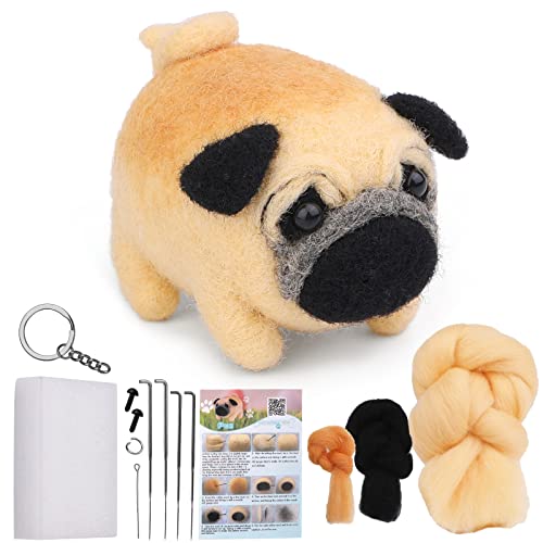 QMNNMA Needle Felting Kits for Beginners, Pug Wool Felting Kit - size: Pug