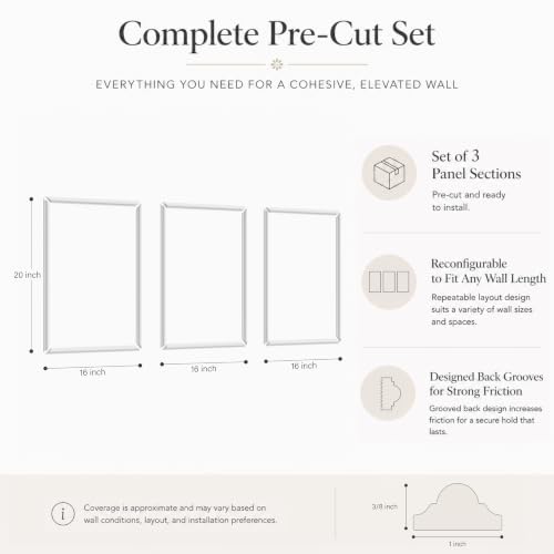 Pre-Cut Paintable Wall Molding Kit, 3 Set Accent Wall Panels (16"x 20") - size: 16"x 20"