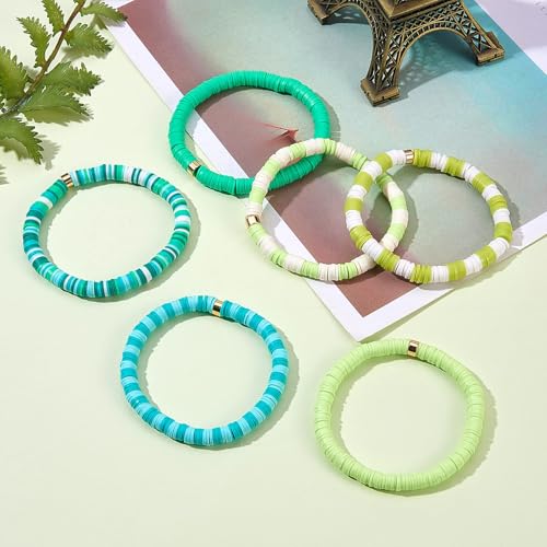 4000pcs Clay Beads - Forest Green, 6mm Heishi Bead Polymer Flat Round Disc Bulk Beads for Jewelry Making,DIY Friendship Bracelet and Necklace Craft - color: Forest Green