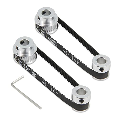 2PCS Set GT2 Synchronous Wheel 20&30 Teeth 8mm Bore Aluminum Timing Pulleys with 2PCS Length 200mm Width 6mm Belt (20-30T-8B-6) - style: 20-30T-8B-6