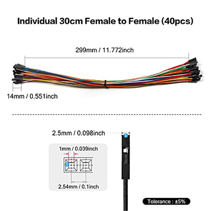 Chanzon 40pcs 30cm Female to Female Header Jumper Wire Dupont Cable Line - color: (3) Female to Female (40pcs), size: 30CM