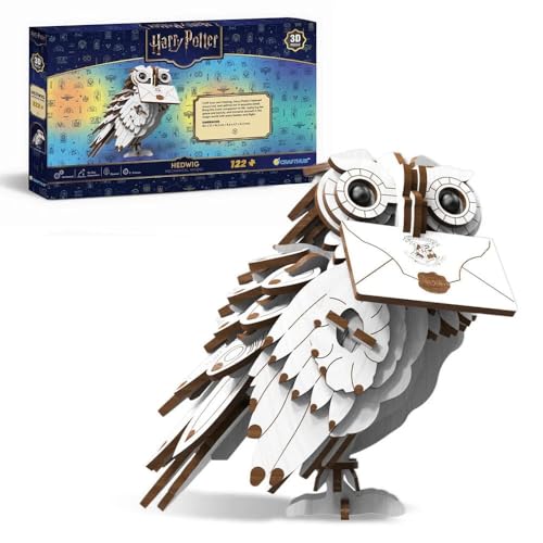 CRAFTHUB Harry Potter 3D Puzzle for Adults - 2025 Updated Version – Hedwig Owl – Medium Size Wooden Puzzle with 120 Pieces – Officially Licensed Merchandise – 6.37"x6.37"x4.72"
