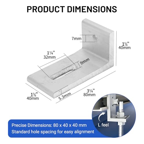 10Pcs L Foot Solar Mount, Aluminum Alloy Photovoltaic Panel Mounting Bracket, Photovoltaic Mount, Waterproof Solar Panel Bracket for Roof PV System