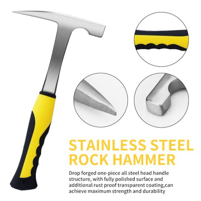 14 PCS Geology Rock Pick Hammer Kit, Prospecting Equipment Tool
