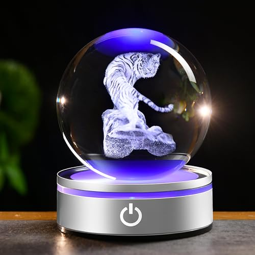 IFOLAINA Tiger Lovers Gifts for Men Women 3D Crystal Ball - color: Tiger