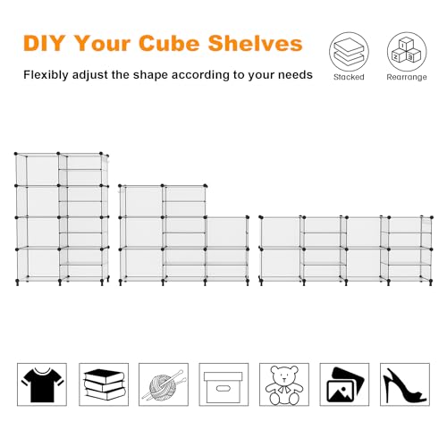 AWTATOS Closet Organizer 8 Cube Storage Shelves, Translucent - color: Translucent