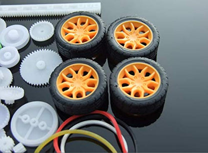 78 PCS Plastic Gear Kit Motor Gears Accessories Single Double Reduction Gear Set for Motor Car Robot with Axle Wheel