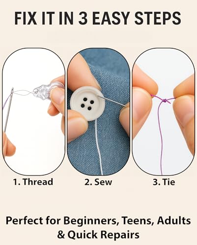 Vellostar Beginner Sewing Kit for Adults and Kids, 22 Threads, Travel Case - color: Beginner Black