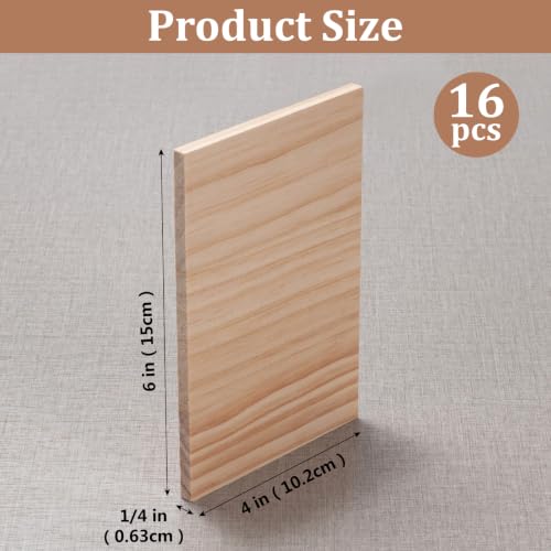 Wooden Blocks Wood Blocks for Crafts, 16 PCS 4″X6″X1/4″ Blank Wood Planks - size: 4″x6″x1/4″ - 16PCS