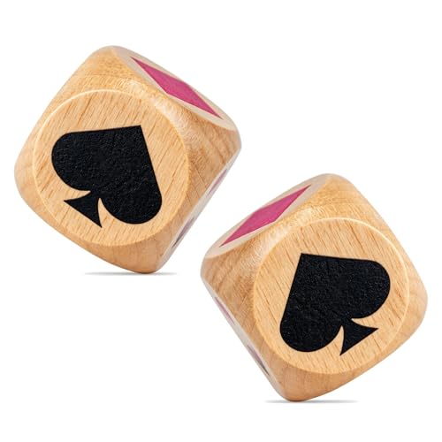 Wooden Euchre Trump Marker Dice Set - Large 1.57" (4cm) Clear Printed Euchre Cube, Trump Poker Game Kit, for Euchre Players & Card Game Lovers (Two Pieces) - color: Two Pieces