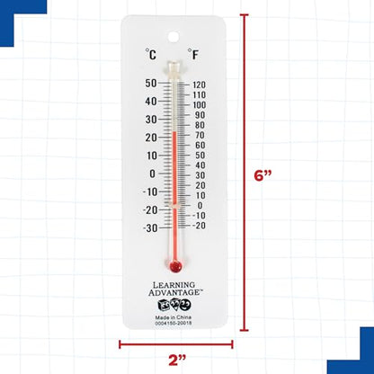 LEARNING ADVANTAGE Student Thermometers, Set of 10, Dual-Scale