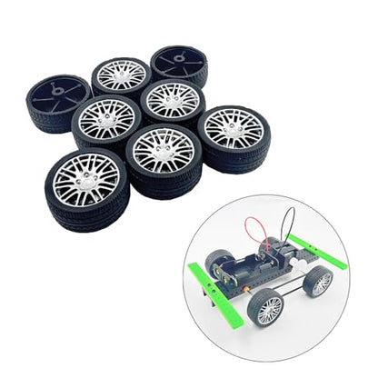 8PCS Toy Car Wheel RC Car Rubber Tire Wheel with Metal Shaft Axles for RC Car Truck DIY Model Toy Building Projects (3x35mm) - style: 3x35mm
