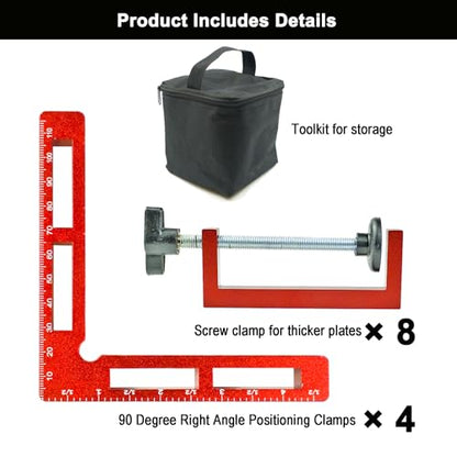 90 Degree Positioning Squares Right Angle Clamps for Woodworking - 4 Pack 5.5"Aluminum Alloy Woodworking Corner Clamps, for Picture Frame, Cabinet, Boxes, Drawers (4Pack 5.5'')