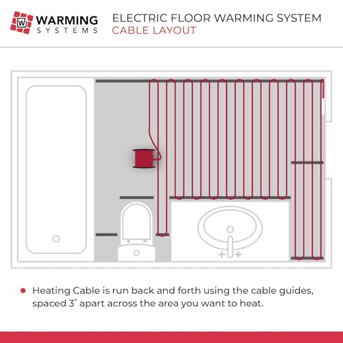 100 Sqft Electric Radiant Floor Heating Cable Kit – 120V Heated Tile Floor System with UWG5 Programmable Thermostat, Sensor, Installation Monitor & 25 Year Warranty, Made in the USA - size: 100 Sqft