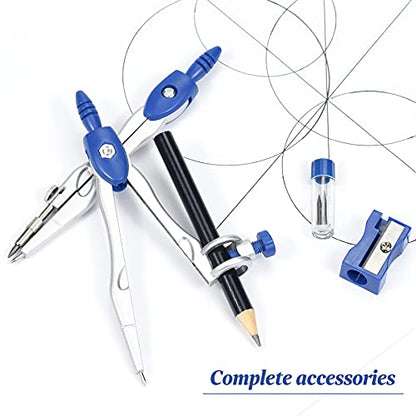 Unjoo Geometry Set 10 Pcs, Compass and Protractor for Students(Navy Blue) - color: Navy Blue