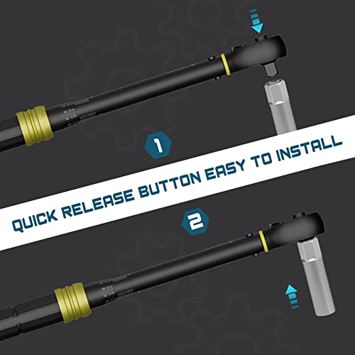 ANPUDS 3/8" Click Torque Wrench, 5-45 Ft-Lb/6.8-61 Nm, Lightweight Aluminum - size: 5-45 ft-lb / 6.8-61 Nm