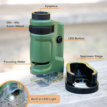 Carson MicroBrite 20x-40x LED Lighted Pocket Microscope for Learning, Education and Exploring - Set of 6 (MM-24MU) - size: Pack of 6