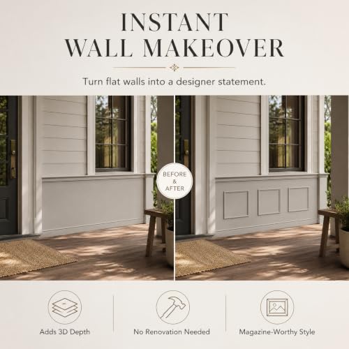 Pre-Cut Paintable Wall Molding Kit, 3 Set Accent Wall Panels (20"x 20") - size: 20"x 20"