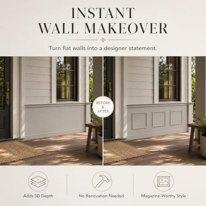 Pre-Cut Paintable Wall Molding Kit, 3 Set Accent Wall Panels (20"x 20") - size: 20"x 20"
