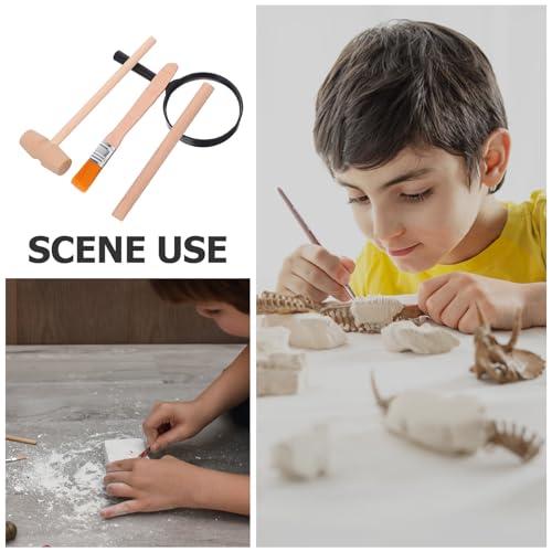 Kisangel Archaeology Kit for Kids Digging Tools Toy Set with 3 Wooden Hammers 3 Wooden Chisels 3 Wood Brushes and 3 Magnifiers Educational Science Kit for Hands-on Learning