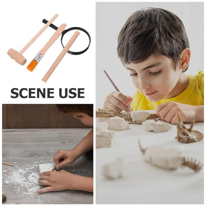 Kisangel Archaeology Kit for Kids Digging Tools Toy Set with 3 Wooden Hammers 3 Wooden Chisels 3 Wood Brushes and 3 Magnifiers Educational Science Kit for Hands-on Learning